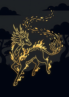 Golden Qilin Mythical Creature Illustration
