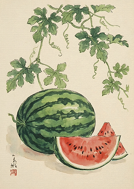 Watercolor Illustration of Watermelon