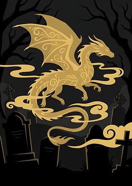 Golden Dragon in a Dark Graveyard