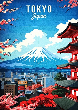Tokyo Japan Travel Poster