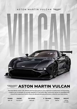 race sleek Aston Martin Vulcan Supercar Poster