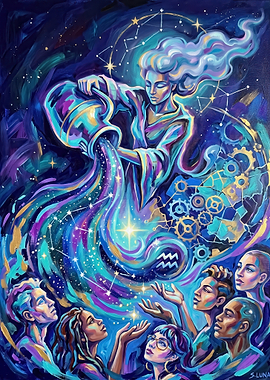 Aquarius Zodiac Celestial Painting