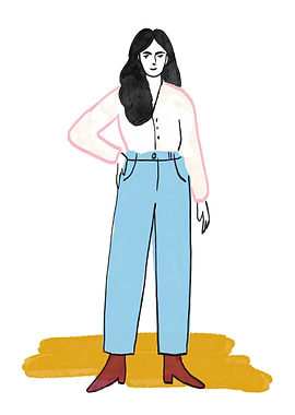 Minimalist illustration of a stylish woman