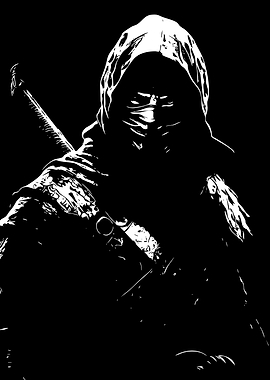 Black and White Hooded Assassin