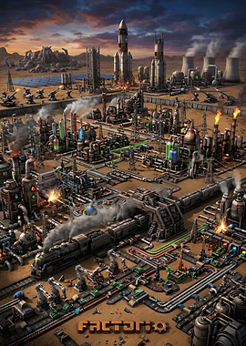 Factorio Industrial Base Landscape