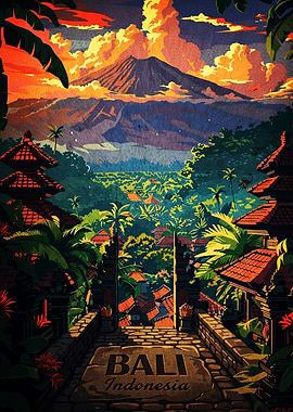 Bali Indonesia Tropical Landscape Poster