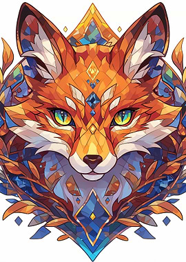 Stained Glass Fox Portrait