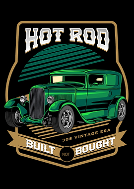 Vintage Green Hot Rod Illustration