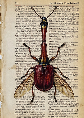 Giraffe Weevil on Dictionary Page