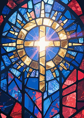 Radiant Stained Glass Cross
