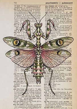 Praying Mantis Dictionary Page Art