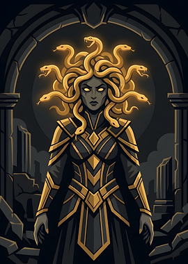 Medusa Gorgon Warrior Digital Illustration
