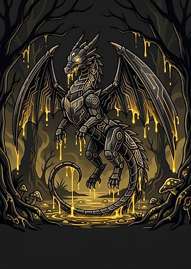 Mechanical Dragon with Golden Slime