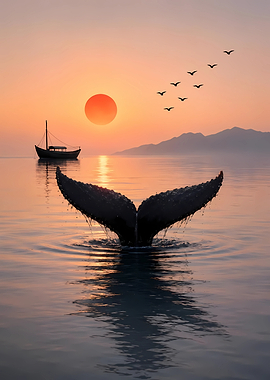 Whale Tail at Sunset