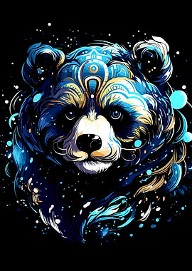 Cosmic Panda Portrait Digital Art