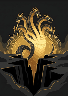 Golden Five-Headed Hydra Rising