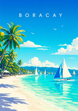 Boracay Tropical Beach Travel Poster