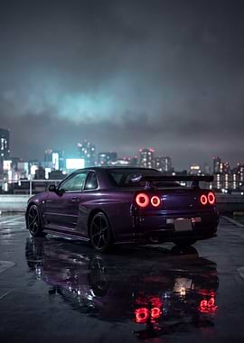 Purple Nissan Skyline R34 GT-R