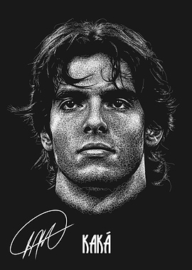 Kaká Portrait Line Art Illustration