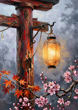 Oil Painting of Japanese Lantern