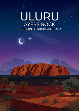Uluru Ayers Rock Night Poster