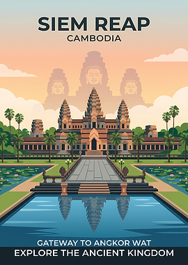 Siem Reap Cambodia Travel Poster