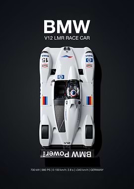 BMW V12 LMR Race Car Poster