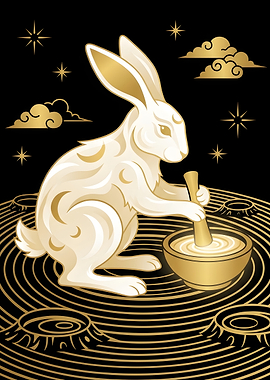 Moon Rabbit Making Elixir Illustration