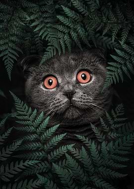 Scottish Fold Cat in Ferns