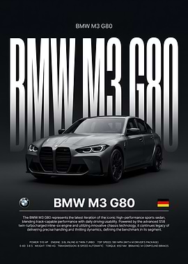BMW M3 G80 Sports Sedan Poster