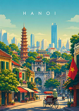 Hanoi Vietnam Travel Poster