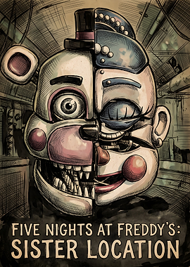 FNAF Sister Location Split Face Poster