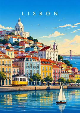 Lisbon Travel Poster Illustration
