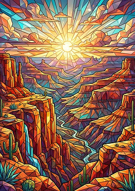 Stained Glass Grand Canyon Sunset