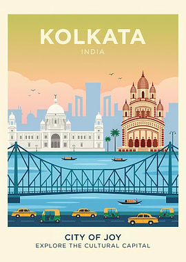 Kolkata City of Joy Travel Poster