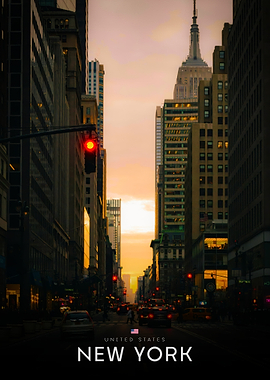 New York City Sunset Street View