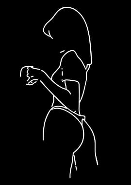 Minimalist White Line Art Woman