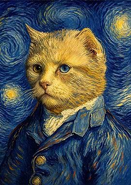 Van Gogh Style Cat Portrait