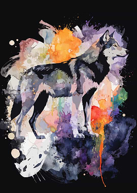 Watercolor Wolf Art Print