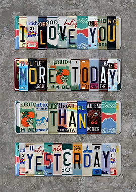 License Plate Art I Love You