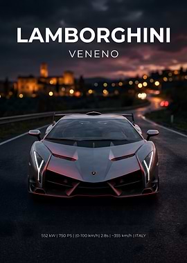 Lamborghini Veneno Supercar Poster