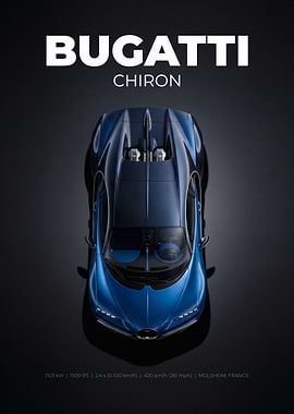 Bugatti Chiron Top View Poster
