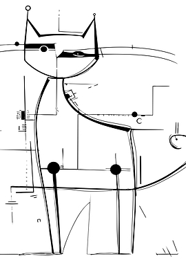 Abstract Minimalist Line Art Cat