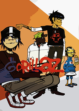 Gorillaz Band Members Illustration