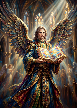 Angel Holding a Radiant Holy Book