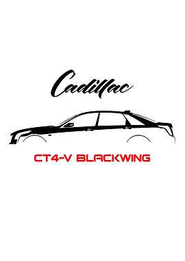 Cadillac CT4-V Blackwing Minimalist Car Silhouette
