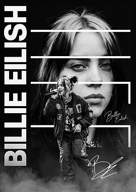 Billie Eilish Black and White Poster