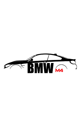 BMW M4 Minimalist Car Silhouette