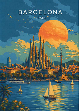 Barcelona Spain Travel Poster