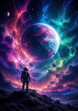 Astronaut Standing on Alien Planet